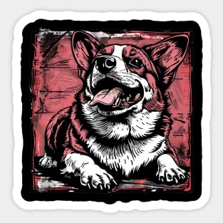 Retro Art Pembroke Welsh Corgi Dog Lover Sticker